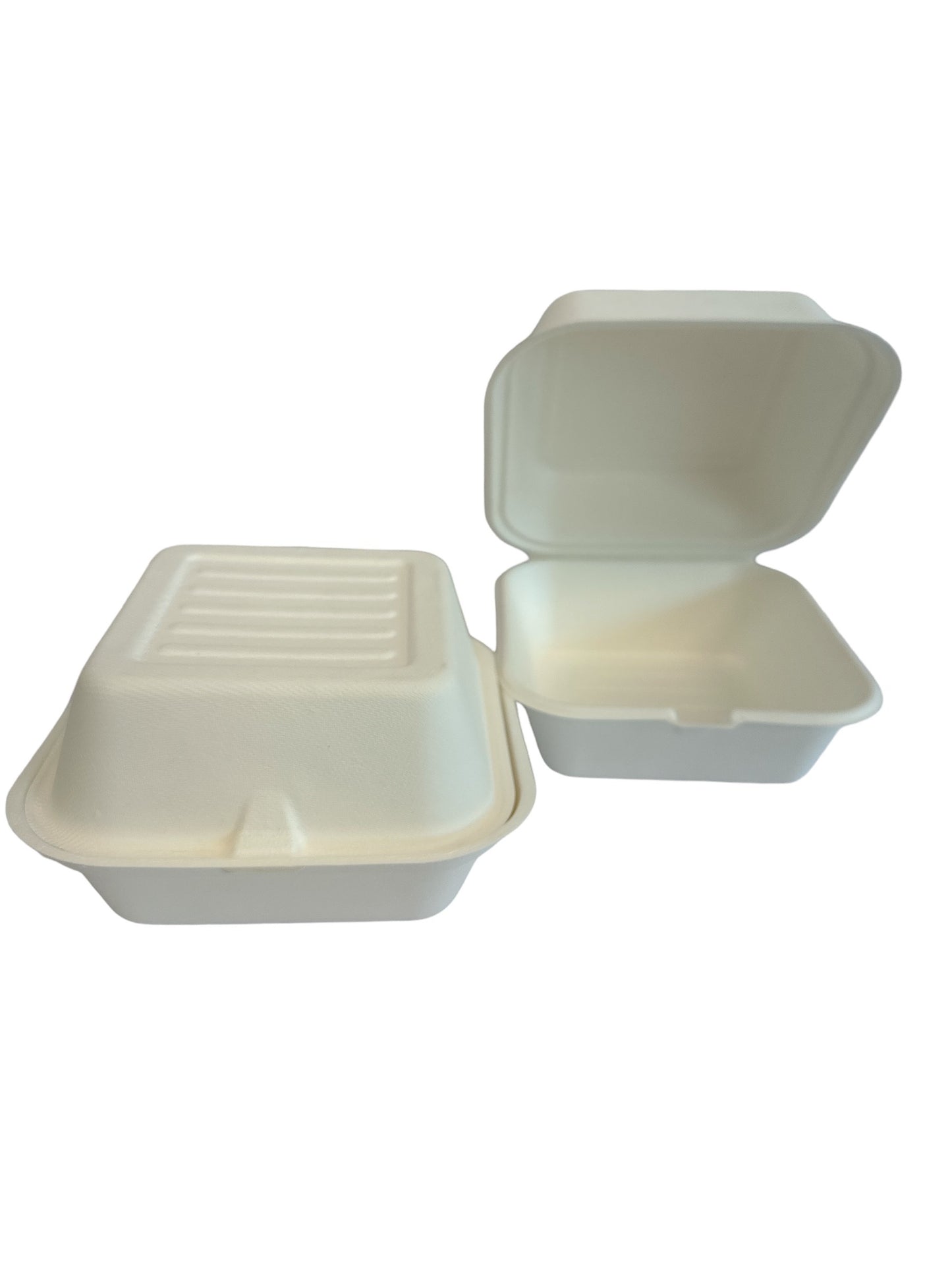 Bagasse: 6 x 6 ***PAPER** Hinged Containers (500/ctn)