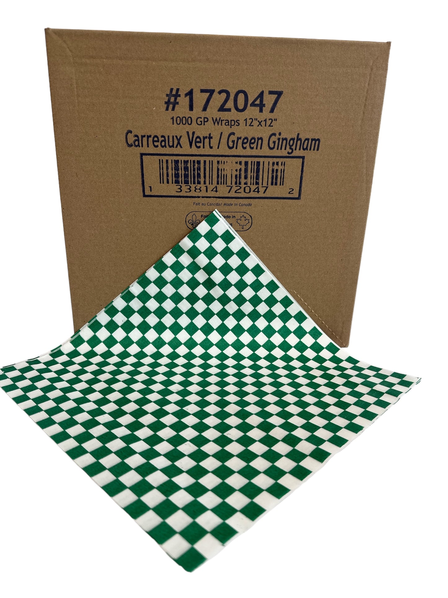 Liners: Greaseproof Green Checkered 12"x12"(1000/bx)