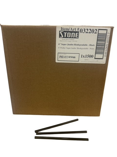 6" Black Super Jumbo (Bio) (1x1500) (Stone 032202)