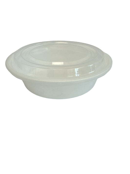 7" Round WHITE Container: 150/combo *DEEP* *MBS*(32oz.)