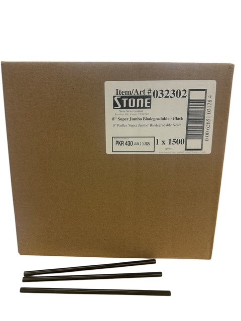 8" Black Super Jumbo (Bio) (1x1500) (Stone 032302)