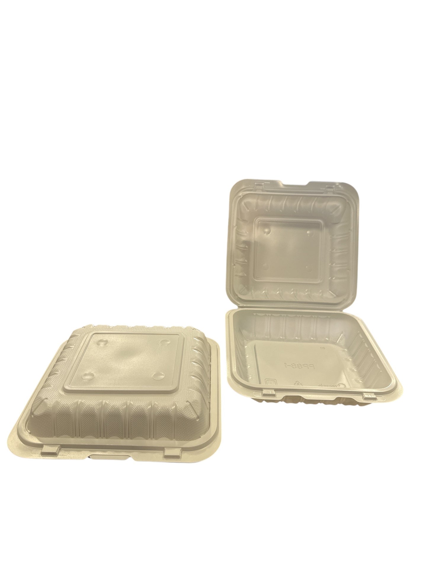 8x8 Recycled Plastic Take Out Container: White  150/ctn