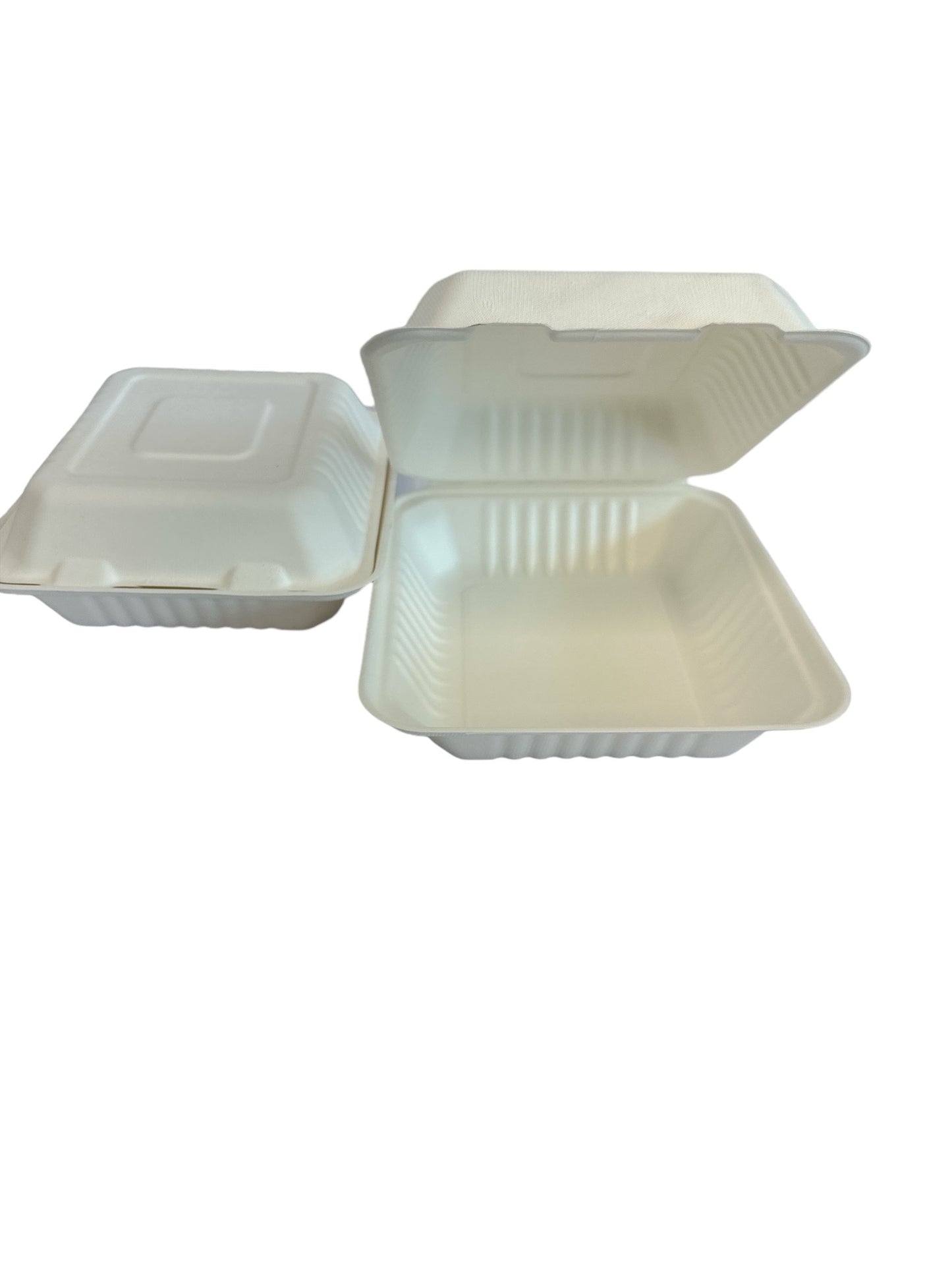 BAGASSE: 8 x 8 Hinged Containers (200/ctn)