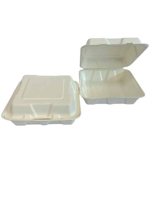 BAGASSE: 9 x 9 Hinged Containers (200/ctn)