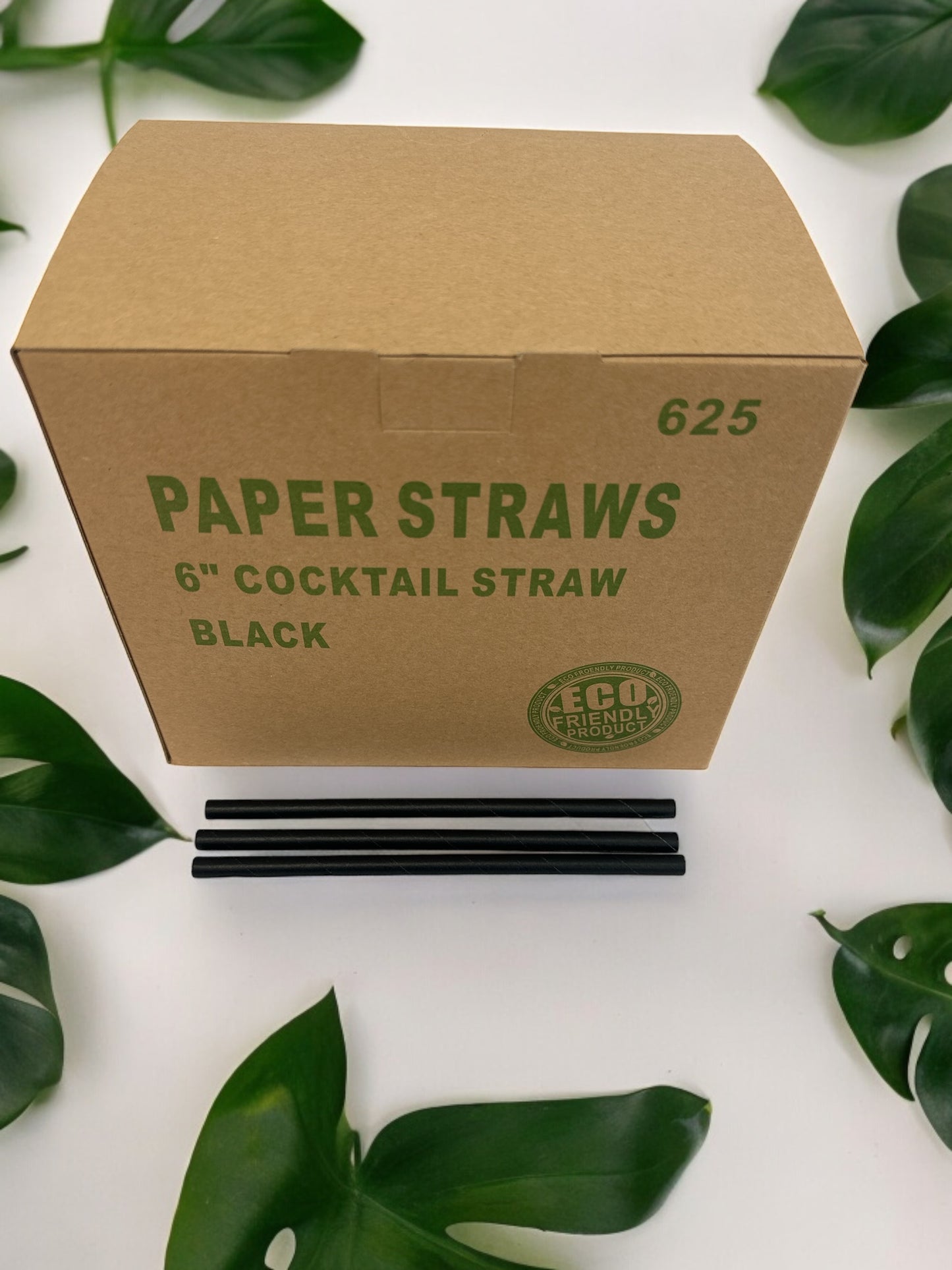 6" Black Paper Cocktail Straws