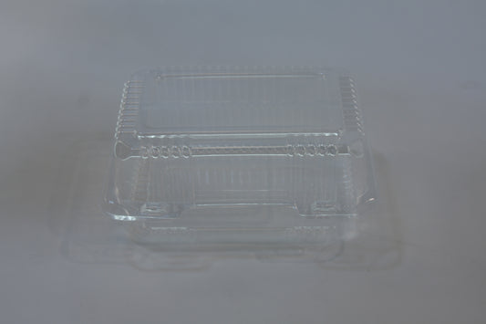 Clear plastic container on a white background