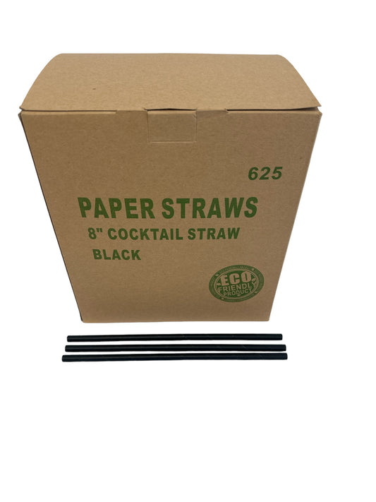 Black Paper Straws, 6" or 8"