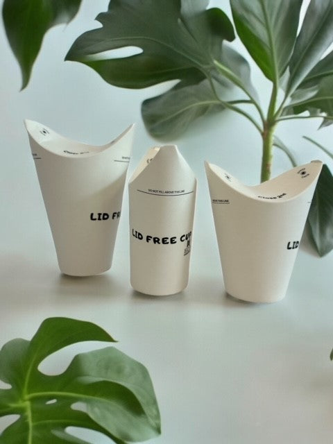 Lid-Free White Compostable Coffee Cup, Single Wall