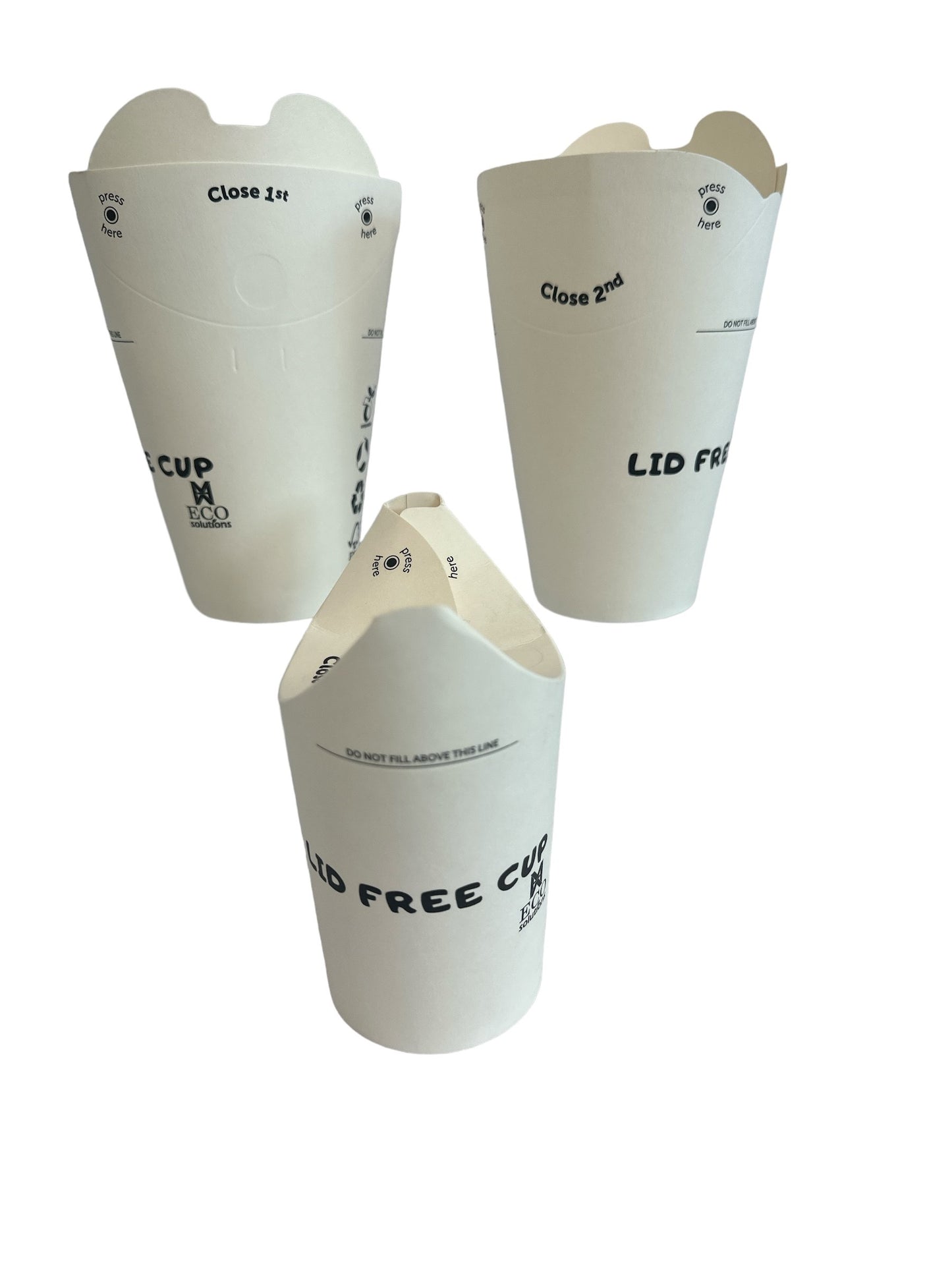 Lid-Free White Compostable Coffee Cup, Single Wall